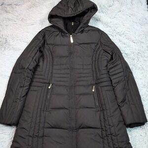 Vince Camuto Jacket Womens XL Black Coat Hood‎ Duck Down Pockets Warm Cozy